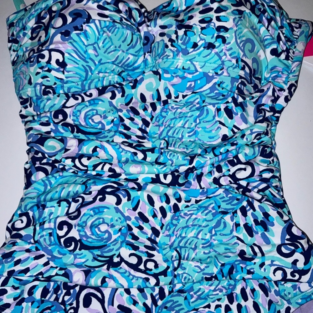 Lilly Pulitzer NWT Flamenco One Piece Swimsuit Light Aqua Spritz Size 0 - Picture 10 of 16
